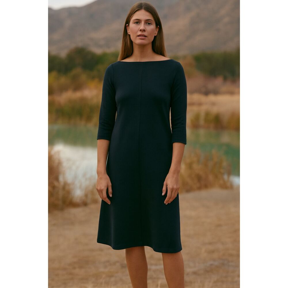 CUYANA / Real Simple Black A Line Long Sleeve Midi Dress  Women's Size Small